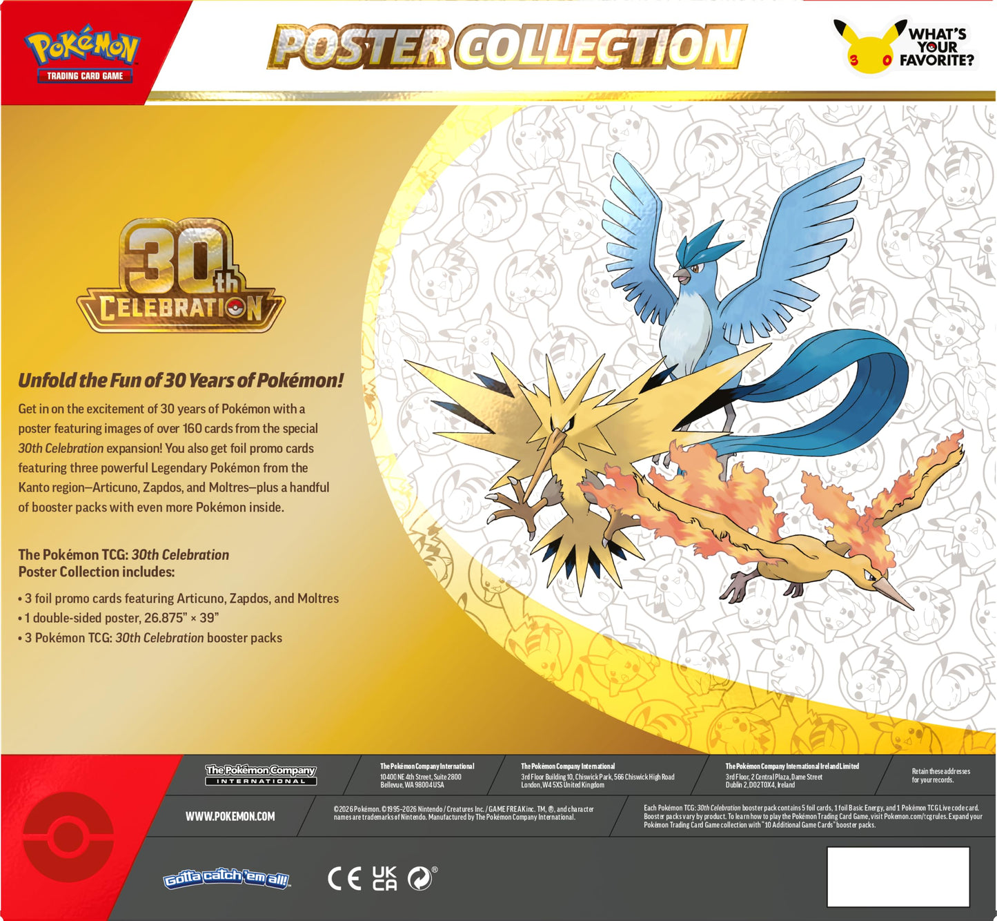.Geekienda - cartas coleccionables Pokémon TCG: 30TH Celebration - Poster Collection (en inglés)
