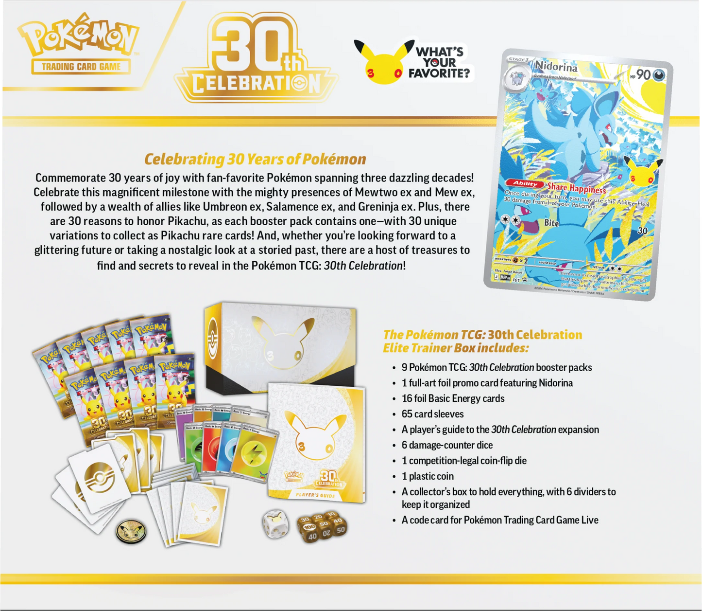 .Geekienda - cartas coleccionables Pokémon TCG: 30TH Celebration Elite Trainer Box (en inglés)