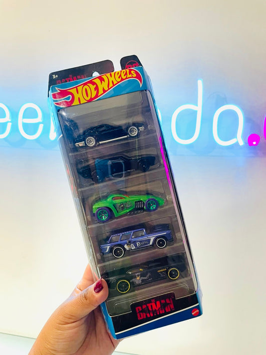 .Geekienda - Hotwheels Set 5 vehiculos básico the Batman movie dc cómics SuperHeroes