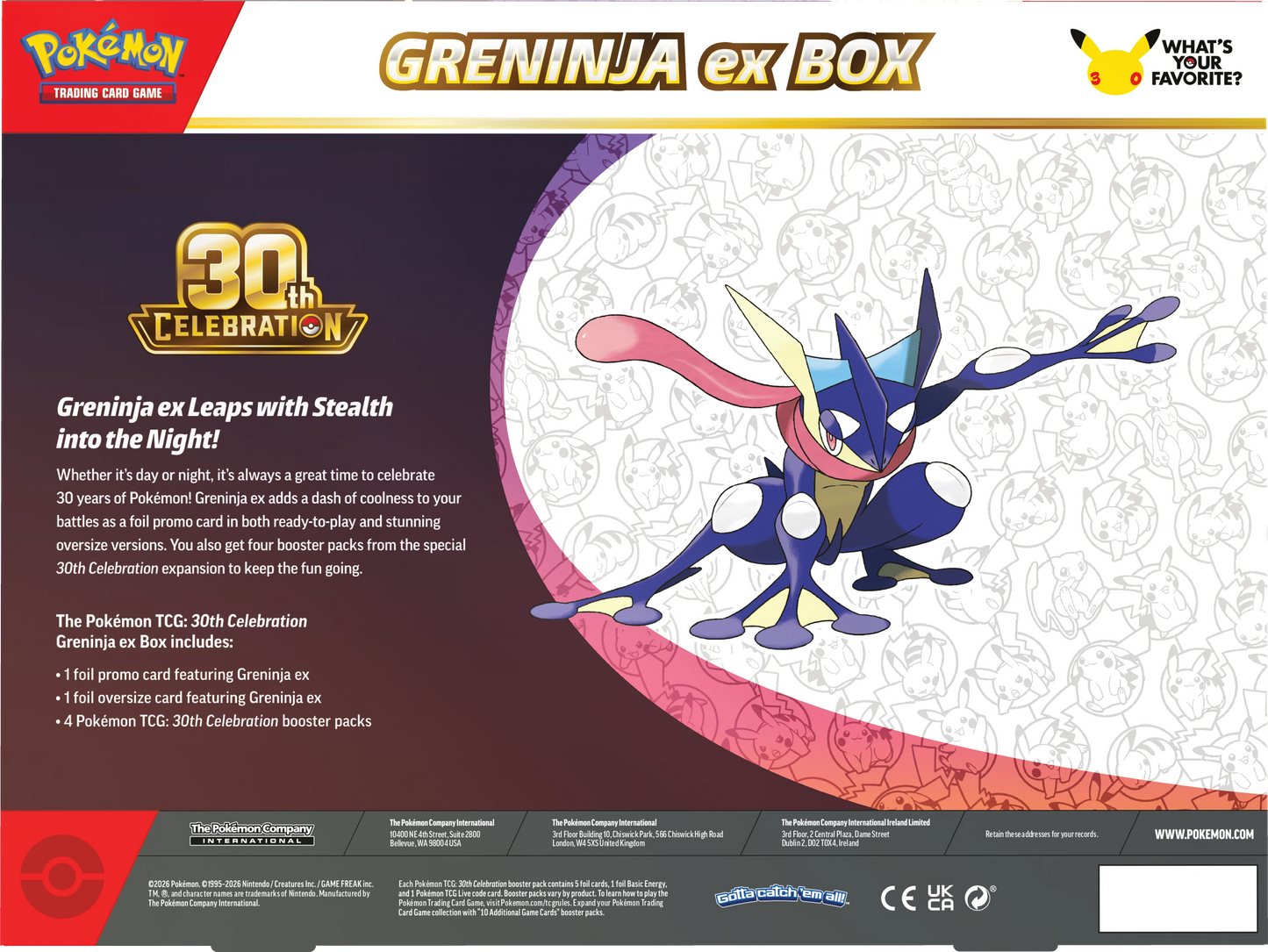 .Geekienda - cartas coleccionables Pokémon TCG: 30TH Celebration (Sylveon EX O Greninja EX SE ENVÍA Aleatorio) (en inglés)