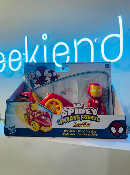 Geekienda -minifigura iron man spidey and friends con vehículo  hasbro - Marvel programas infantiles