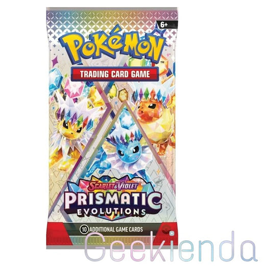 .Geekienda - sobre de cartas coleccionables pokémon TCG  prismatic evolutions scarlet and violet en inglés - anime